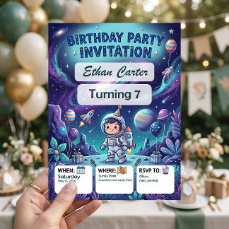 Galaxy Kids Geburtstagseinladung Einladung