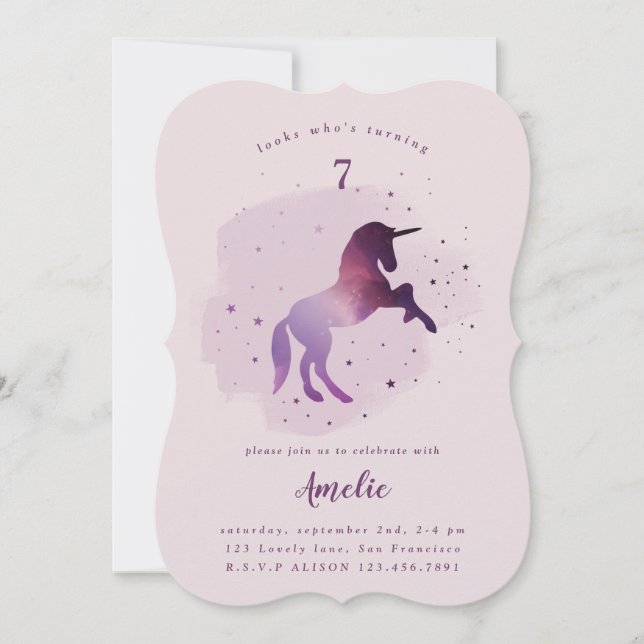 Galaxy licorne photo invitation (Devant)