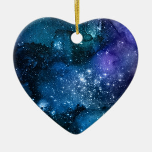 Galaxy liebt Starry Space Blue Sky White Glitzern Keramik Ornament