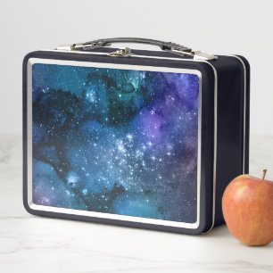 Galaxy liebt Starry Space Blue Sky White Glitzern Metall Brotdose