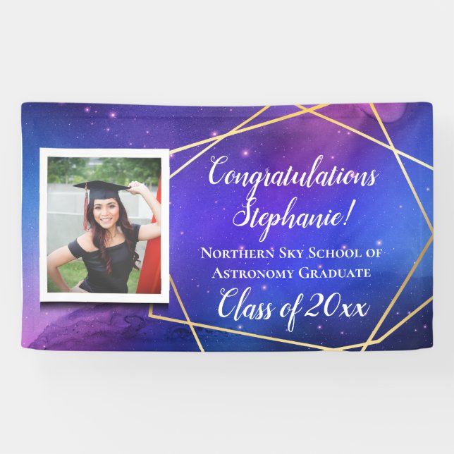 Galaxy Lila Foto Abschluss Banner-Zeichen Banner (Horizontal)