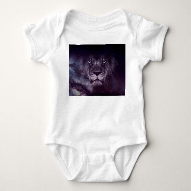 Galaxy Lion Face Art Wallpaper Baby Strampler (Vorderseite)