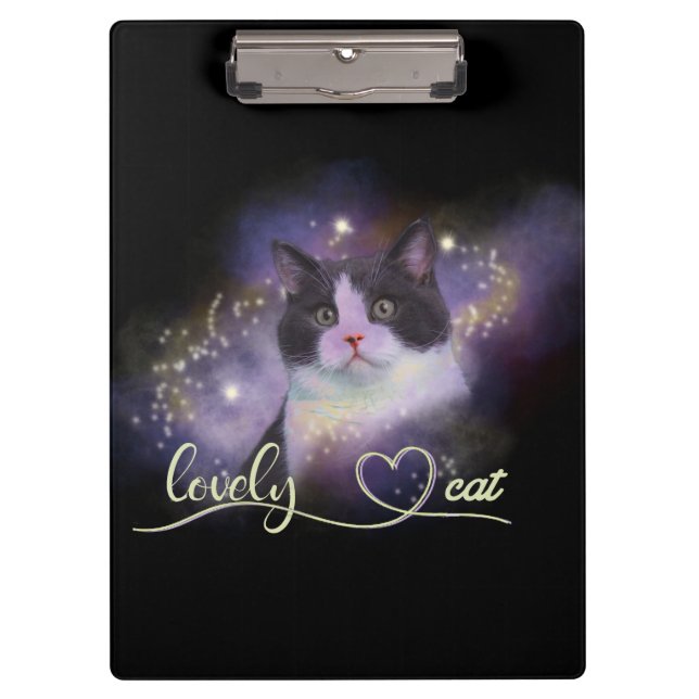 Galaxy Lovely Cat Klemmbrett (Vorderseite)