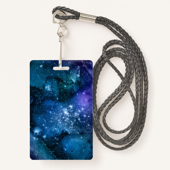 Galaxy Lovers Starry Space Blue Sky White Glitzern Ausweis (Vorderseite mit Schlüsselband)