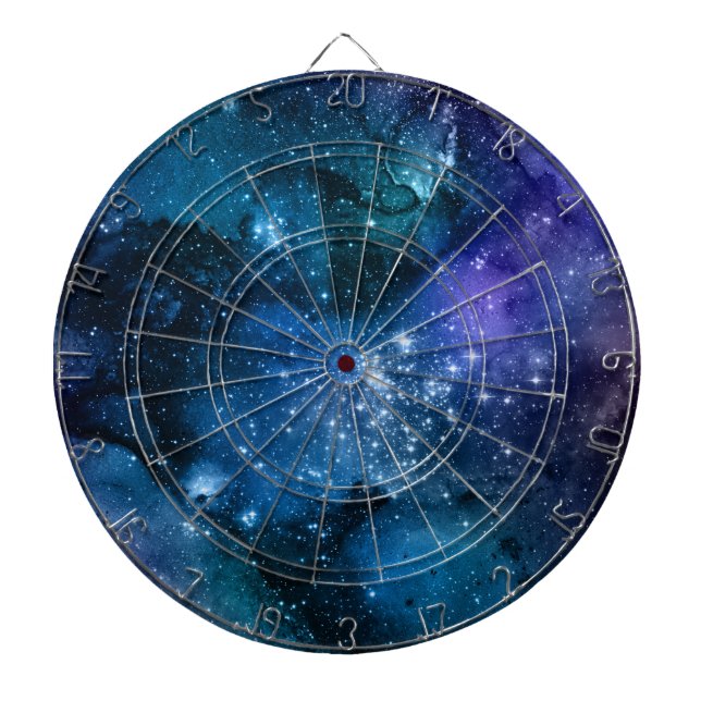Galaxy Lovers Starry Space Blue Sky White Glitzern Dartscheibe (vorne)