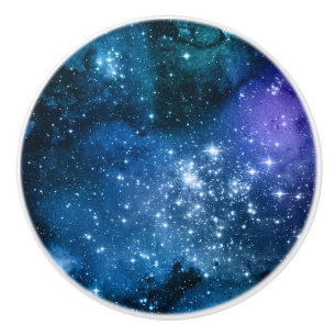 Galaxy Lovers Starry Space Blue Sky White Glitzern Keramikknauf