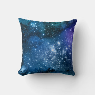 Galaxy Lovers Starry Space Blue Sky White Glitzern Kissen