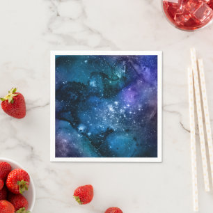 Galaxy Lovers Starry Space Blue Sky White Glitzern Serviette
