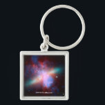Galaxy M82 Schlüsselanhänger<br><div class="desc">Dieses Bild zeigt eine atemberaubende Sicht auf eine Sternexplosion Galaxie, die von Weltraumteleskopen produziert wird. M82 ist eine Galaxie, die etwa 12 Millionen Lichtjahre von der Erde entfernt ist und einen Ausbruch der Sternenbildung durchmacht. Die Röntgenbilder von Chandra (blau) zeigen, wie Gas von der Scheibe der Galaxie weggesprengt wird, da...</div>