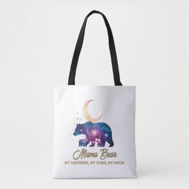 Galaxy Mama Bear & Cubs Moon Silhouette Tasche (Vorderseite)