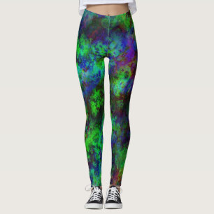 Galaxy Mehrfarbiger Abstrakter Grüner Nebel Leggings
