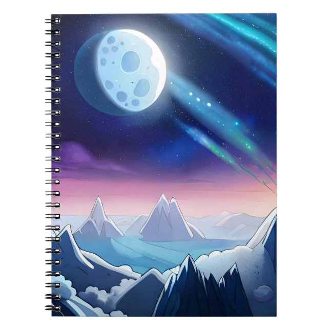 Galaxy Moon Aurora Notizblock (Vorderseite)