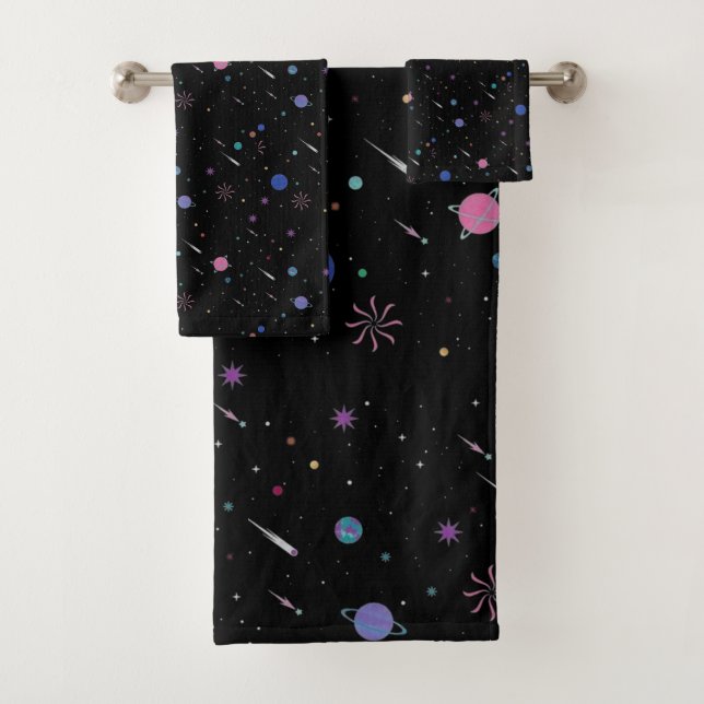 Galaxy Moon Stars, Nachthimmel, Astronomie Badhandtuch Set (Insitu)