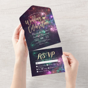 Galaxy Nebula Konstellationen Schöne Hochzeit RSVP All In One Einladung