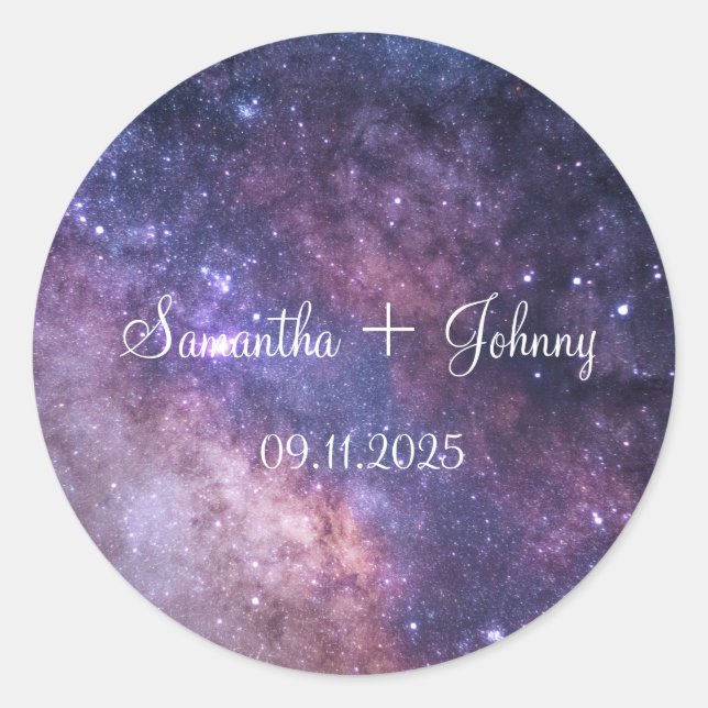 Galaxy Nebula Stars Starry Night Wedding Runder Aufkleber (Vorderseite)