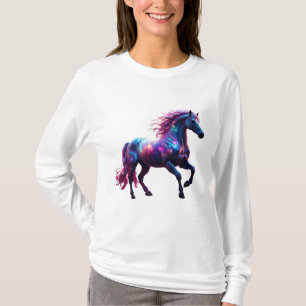 Galaxy Neon Horse Art - Lebhafte Weltraumwelt Fant T-Shirt