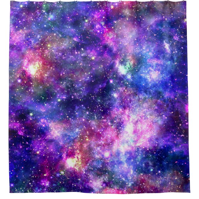 Galaxy Night Print Cosmic Design Duschvorhang (Vorderseite)