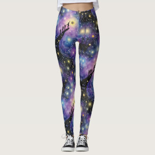 Galaxy Night Sky Nahtloses Muster Leggings