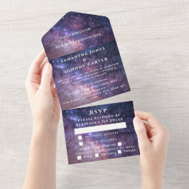 Galaxy Night Sky Wedelnebel All In One Einladung