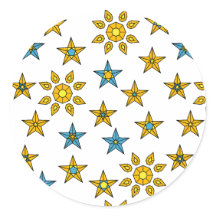 Galaxy Orange and Blue Sun and Stars Gems Muster