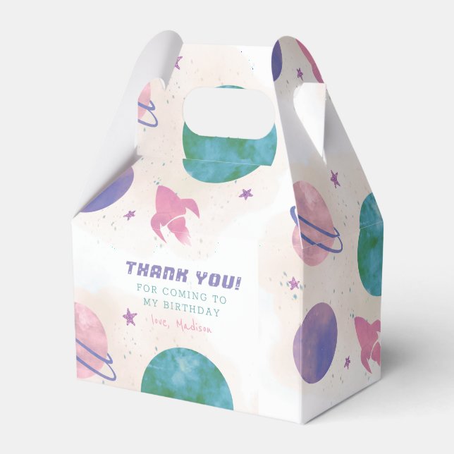 Galaxy Outer Space Girl Danke zum Geburtstag Geschenkschachtel (Vorderseite)