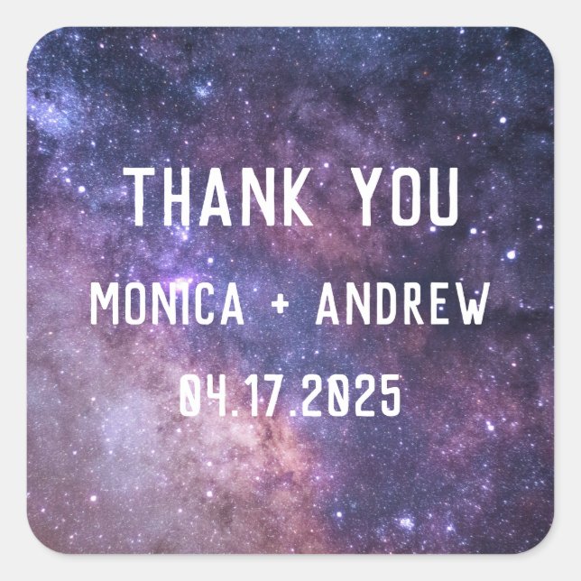 Galaxy Oututer Space Stars Starry Vielen Dank Quadratischer Aufkleber (Vorderseite)