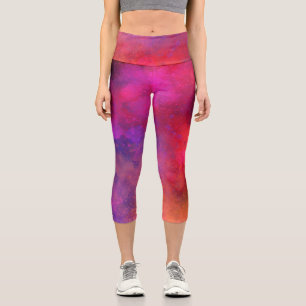 Galaxy Paint Spritzer Effect Capri Leggings