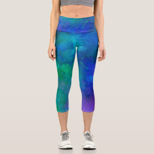 Galaxy Paint Spritzer Effect Capri Leggings