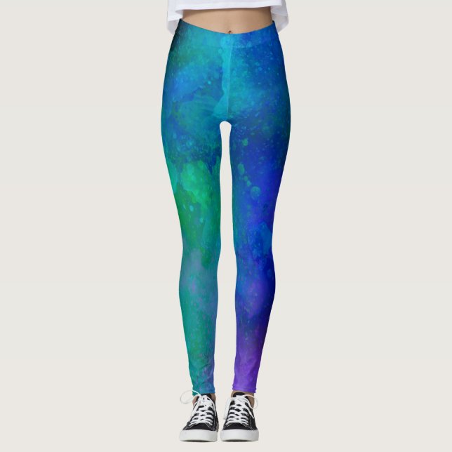 Galaxy Paint Spritzer Effect Leggings (Vorderseite)