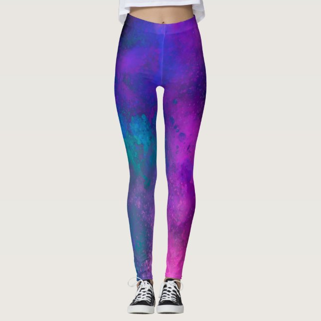 Galaxy Paint Spritzer Effect Leggings (Vorderseite)