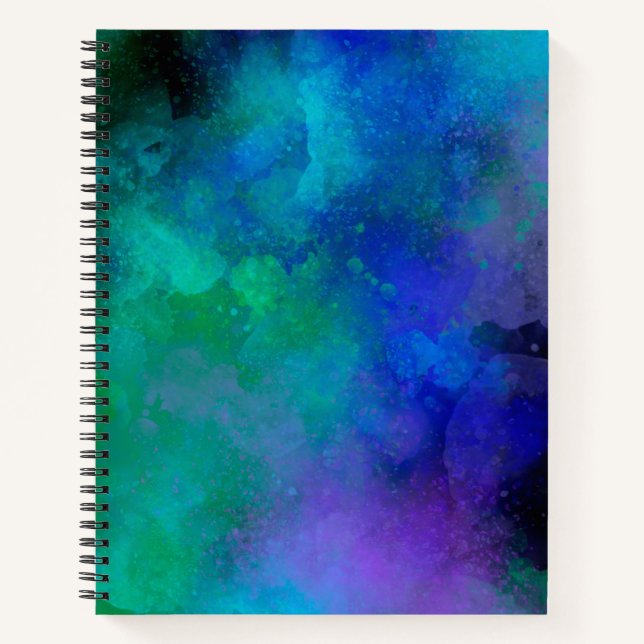 Galaxy Paint Spritzer Effekt blau grün Notizbuch (Vorderseite)