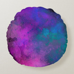 Galaxy Paint Spritzer Effekt Rosa Blau Rundes Kissen
