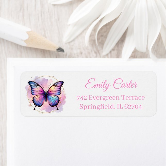 Galaxy Pastel Butterfly Splash Return Address (Insitu)