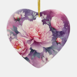 Galaxy Peony Coeur Ornement en céramique
