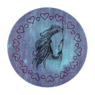 Galaxy Pferd & Herzen  Schneidebrett