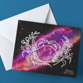 Galaxy Pink Cancer Constellation Zodiac Sign Postkarte