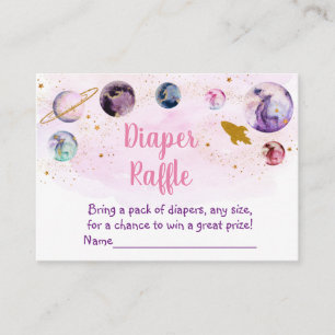 Galaxy Pink Gold Space Baby Dusche Windeln Raffel Begleitkarte