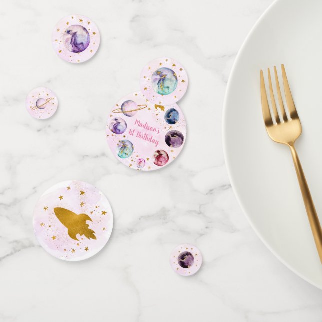 Galaxy Pink Gold Weltraum Geburtstag Konfetti (Gruppe)