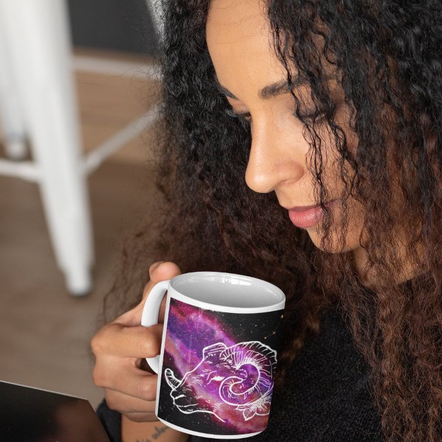 Galaxy Pink Lila Aries Sternbild Sternzeichen Kaffeetasse (Von Creator hochgeladen)