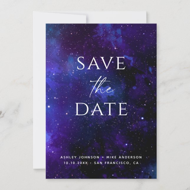 Galaxy Planetarium Wedding | Space Starry Night  Save The Date (Vorderseite)