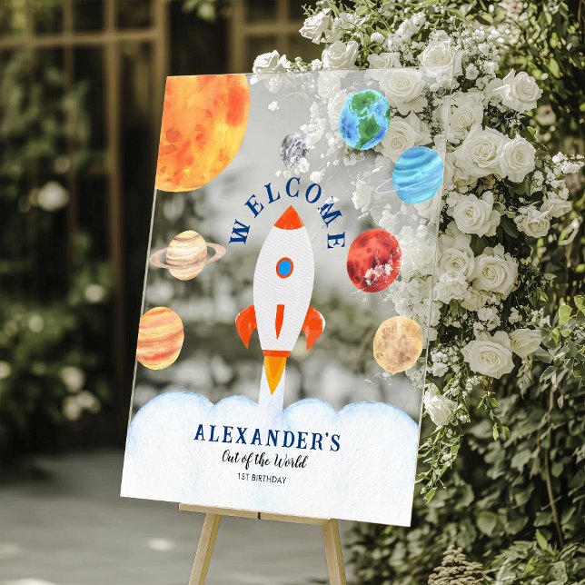 Galaxy Planets and Stars Space Rocket Willkommen Acrylschild (Von Creator hochgeladen)