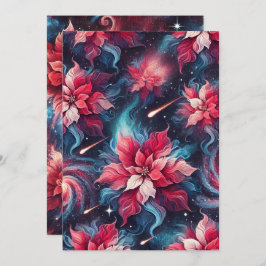 Galaxy Poinsettia Pattern Papercraft Einladung