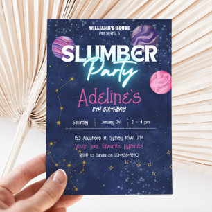 Galaxy Pyjama Party Geburtstagseinladung Einladung