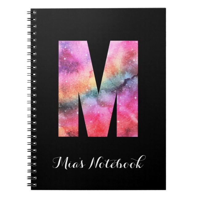 Galaxy Rainbow Letter M Notebook Notizblock (Vorderseite)