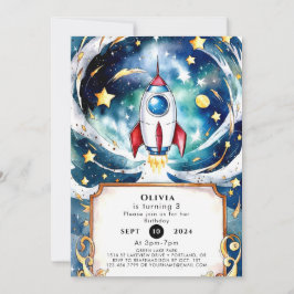 Galaxy Rocket Geburtstag Einladung