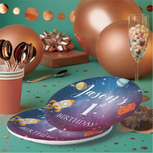 Galaxy Rocket Themenkids 1. Geburtstag Party Pappteller