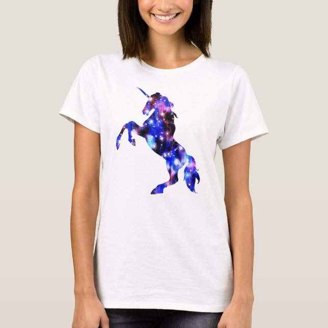 Galaxy rosa schönes funkelnd Einhornbild T-Shirt (Vorderseite)