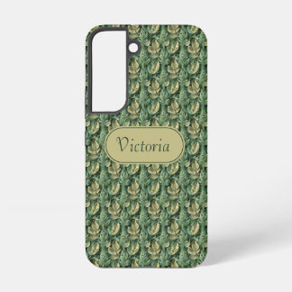 Galaxy S22 Green Leaves Pattern Faux Leather  Samsung Galaxy Hülle
