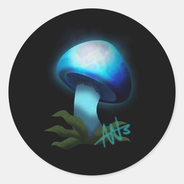 Galaxy Shiitake Glighlight Blue Mushroom Runder Aufkleber (Vorderseite)