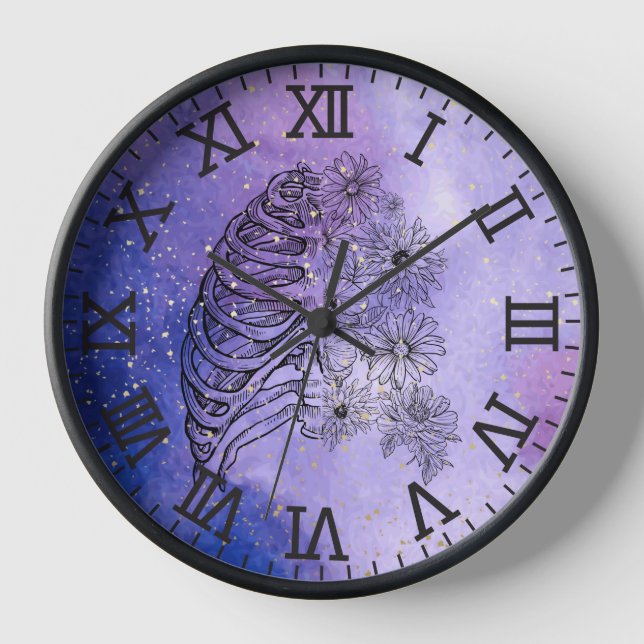 Galaxy Skeletal Ribcage Wall Clock Uhr (Vorderseite)